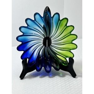 Liebenstern Walther Glass‎ Blue Green Swirl 8 1/4" Plate
